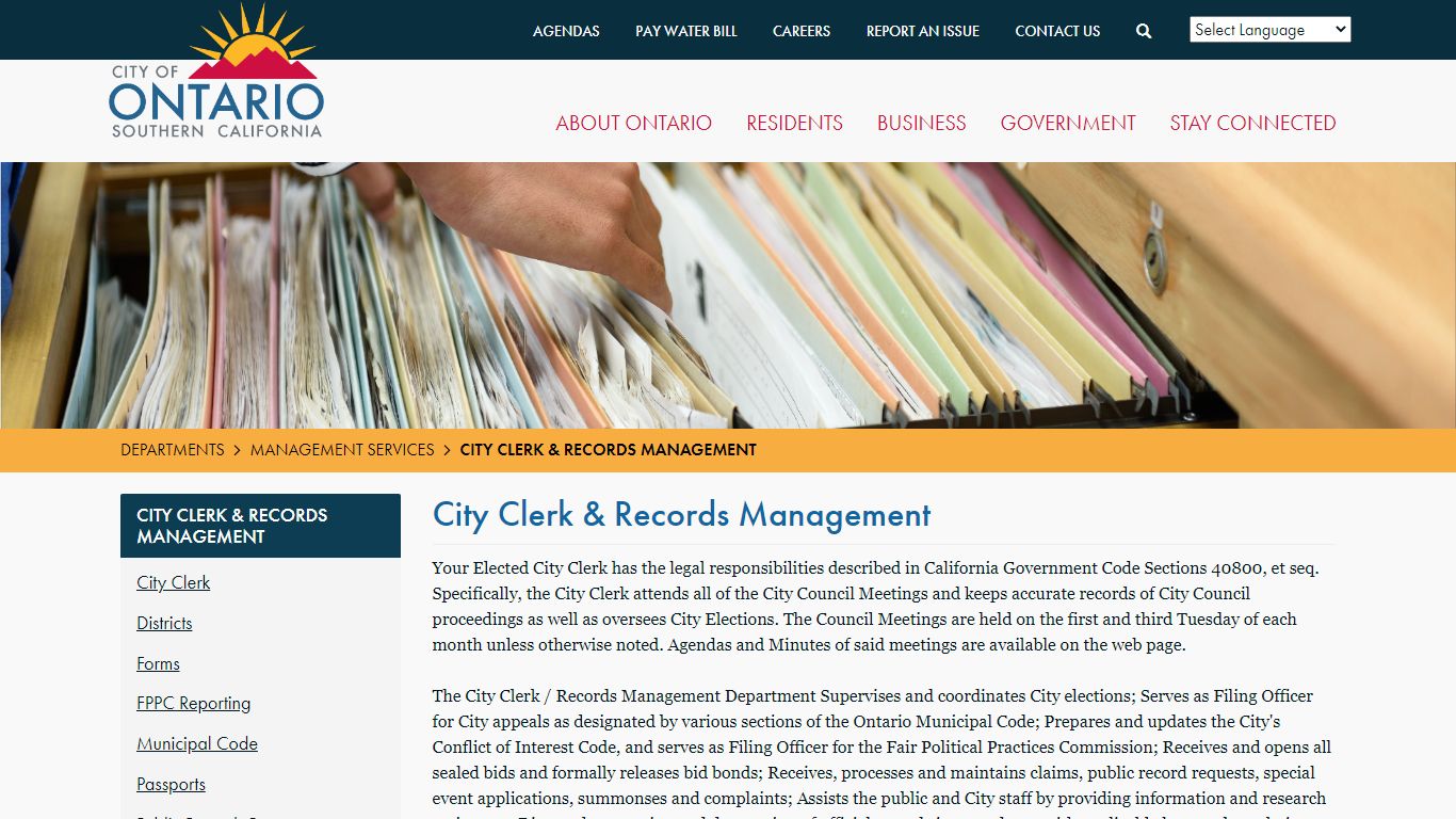 City Clerk & Records Management | City of Ontario, California