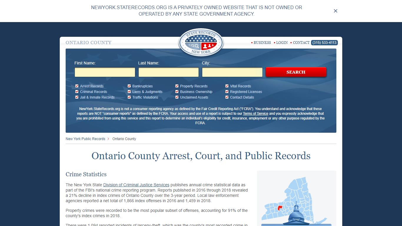 Ontario County Arrest, Court, and Public Records