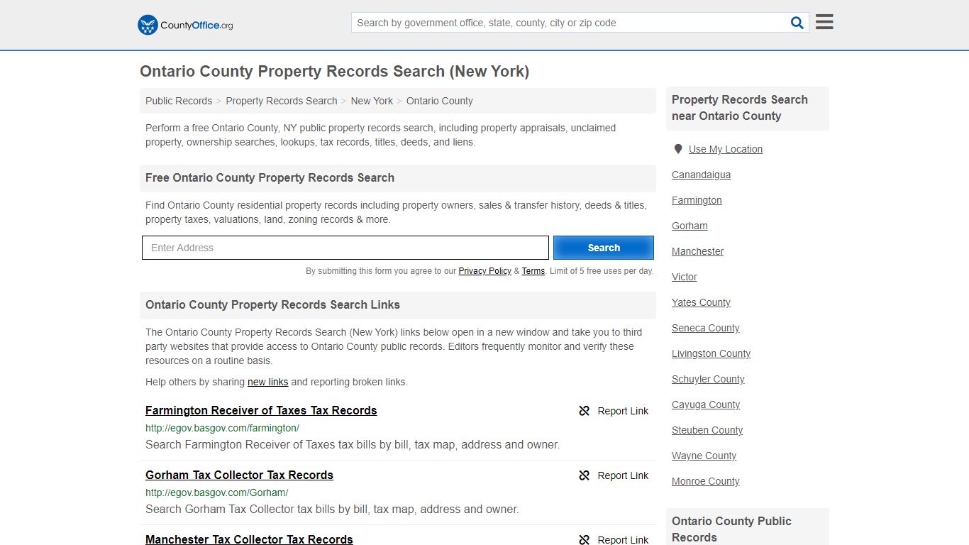 Property Records Search - Ontario County, NY (Assessments ...